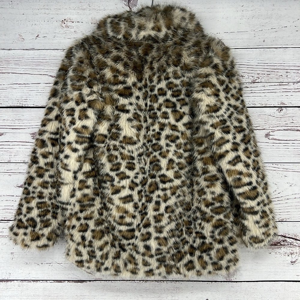 Women’s Faux Fur Jacket Wild Fable Brown Leopard Print XXS - Picture 2 of 5